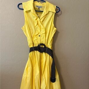 bailey blue Bright Yellow Ruffled Sleeveless Midi Dress